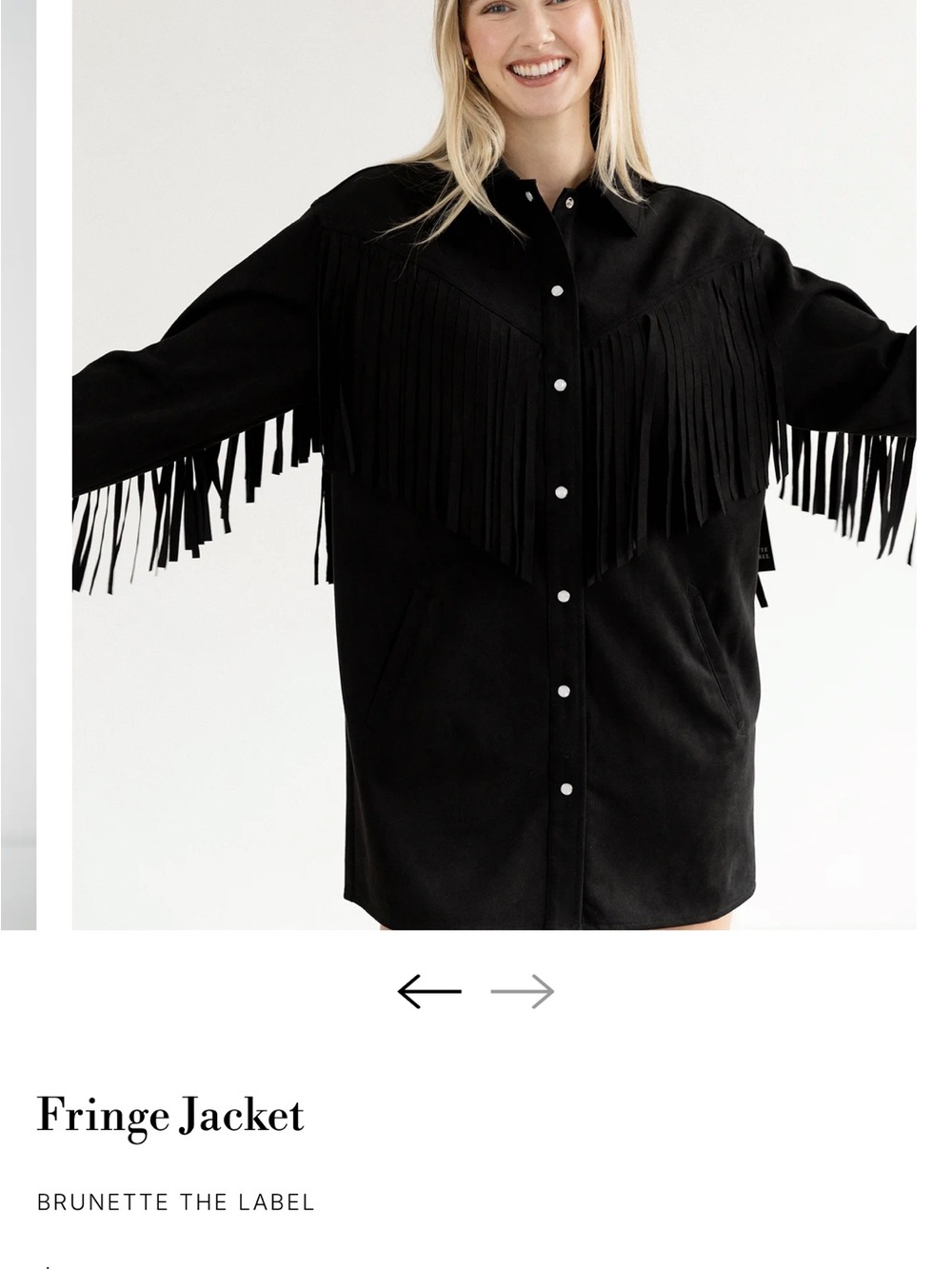Brunette The Label Black Fringe Western Jacket